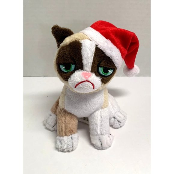 Grumpy Cat Plush Stuffed Animal Doll Toy Santa Hat 7 in Tall - Picture 1 of 6